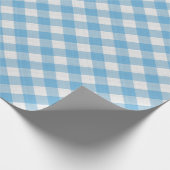 Shabby Chic White Cyan Sky Blue Gingham Cadeaupapier (Hoek)