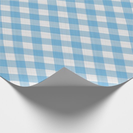 Shabby Chic White Cyan Sky Blue Gingham Cadeaupapier (Hoek)