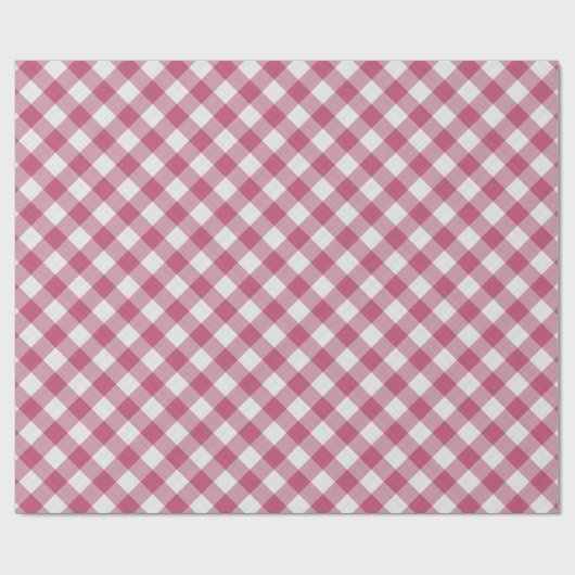 Shabby Chic White Donk Pink Gingham Cadeaupapier (Vlak)