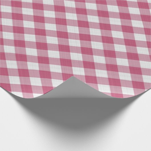 Shabby Chic White Donk Pink Gingham Cadeaupapier (Hoek)