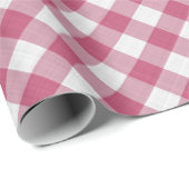 Shabby Chic White Donk Pink Gingham Cadeaupapier (Rol Hoek)