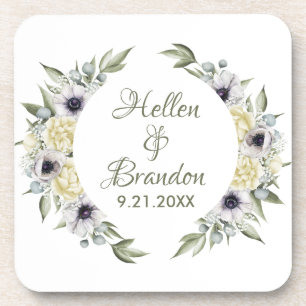 Shabby-chic White en Peach Floral Lijst Bier Onderzetter
