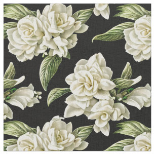 Shabby Chic - White Gardenias op een donkere achte Stof