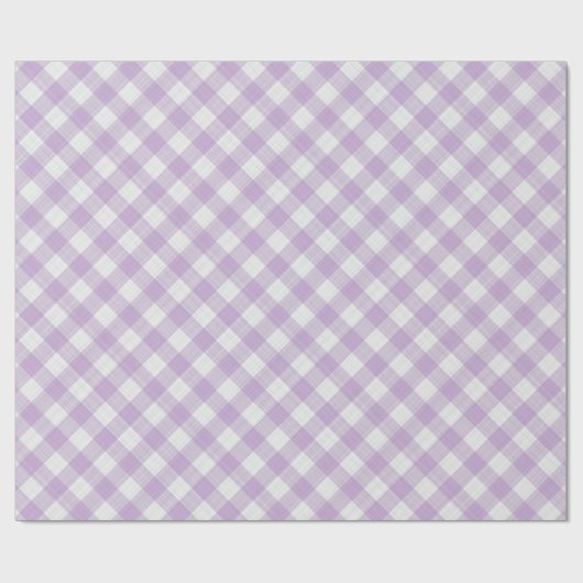 Shabby Chic White Lavender Violet Gingham Cadeaupapier (Vlak)