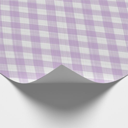 Shabby Chic White Lavender Violet Gingham Cadeaupapier (Hoek)