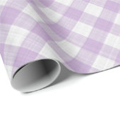 Shabby Chic White Lavender Violet Gingham Cadeaupapier (Rol Hoek)