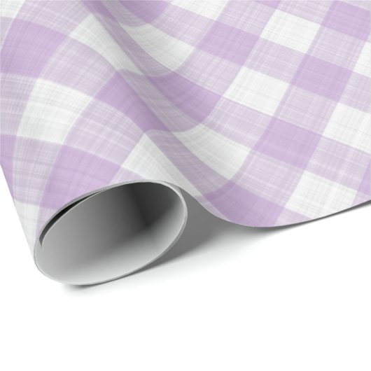 Shabby Chic White Lavender Violet Gingham Cadeaupapier (Rol Hoek)