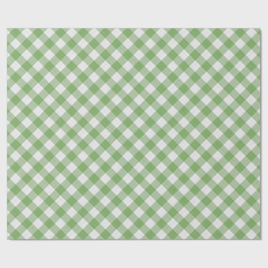 Shabby Chic White Light Apple Lime Green Gingham Cadeaupapier (Vlak)