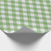 Shabby Chic White Light Apple Lime Green Gingham Cadeaupapier (Hoek)