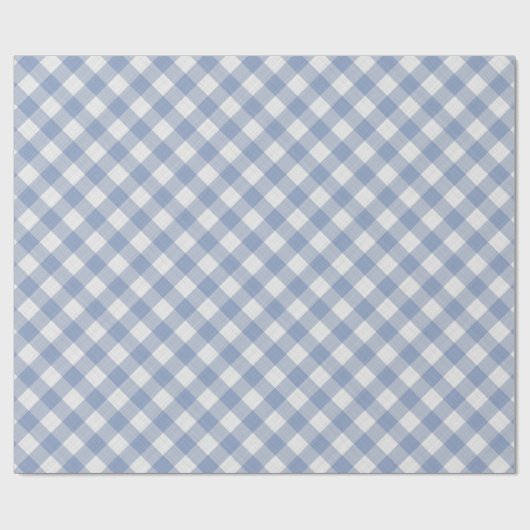 Shabby Chic White Light Ice Blue Gingham Cadeaupapier (Vlak)