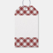 Shabby Chic White Light Maroon Red Gingham Cadeaulabel (Voorkant)