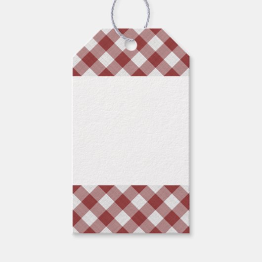 Shabby Chic White Light Maroon Red Gingham Cadeaulabel (Voorkant)