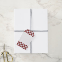 Shabby Chic White Light Maroon Red Gingham Cadeaulabel