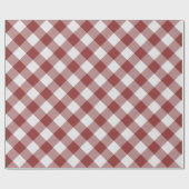 Shabby Chic White Light Maroon Red Gingham Cadeaupapier (Vlak)