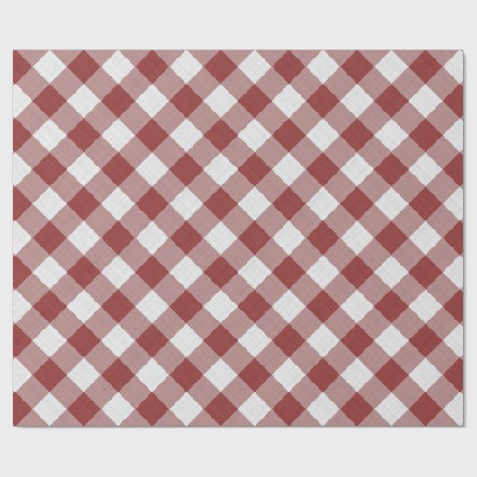 Shabby Chic White Light Maroon Red Gingham Cadeaupapier (Vlak)
