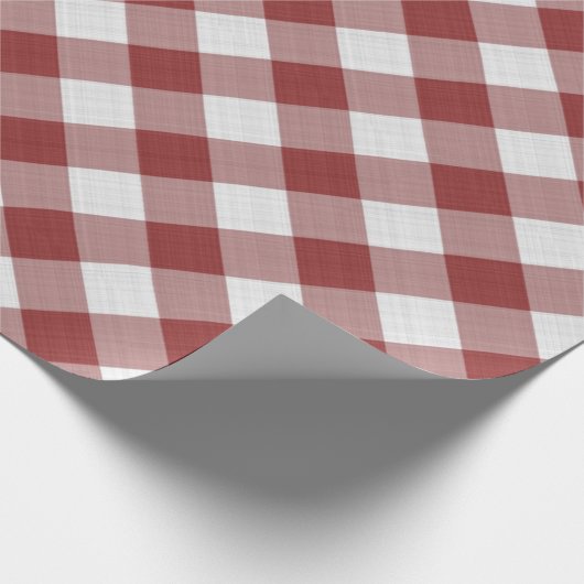 Shabby Chic White Light Maroon Red Gingham Cadeaupapier (Hoek)