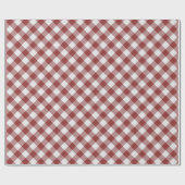 Shabby Chic White Light Maroon Red Gingham Cadeaupapier (Vlak)