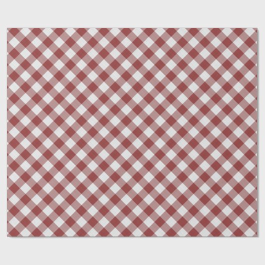 Shabby Chic White Light Maroon Red Gingham Cadeaupapier (Vlak)