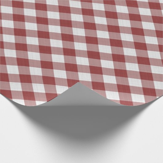 Shabby Chic White Light Maroon Red Gingham Cadeaupapier (Hoek)