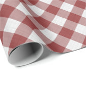 Shabby Chic White Light Maroon Red Gingham Cadeaupapier (Rol Hoek)