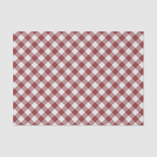 Shabby Chic White Light Maroon Red Gingham Tissuepapier (Voorkant)