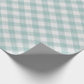 Shabby Chic White Light Seafoam Blue Green Gingham Cadeaupapier (Hoek)