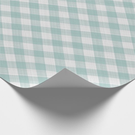 Shabby Chic White Light Seafoam Blue Green Gingham Cadeaupapier (Hoek)
