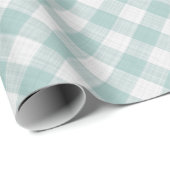 Shabby Chic White Light Seafoam Blue Green Gingham Cadeaupapier (Rol Hoek)