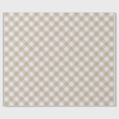 Shabby Chic White Light Taupe Beige Brown Gingham Cadeaupapier (Vlak)