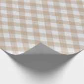 Shabby Chic White Light Taupe Beige Brown Gingham Cadeaupapier (Hoek)