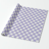 Shabby Chic White Light Violet Paarse Gingham Cadeaupapier (Uitgerold)