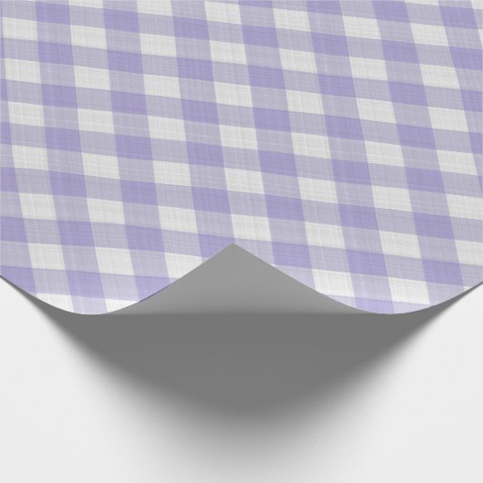 Shabby Chic White Light Violet Paarse Gingham Cadeaupapier (Hoek)