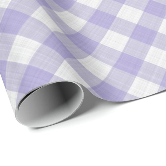 Shabby Chic White Light Violet Paarse Gingham Cadeaupapier (Rol Hoek)