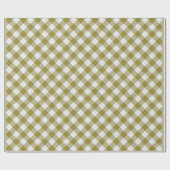Shabby Chic White Ochre Mustard Green Gingham Cadeaupapier (Vlak)