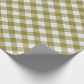 Shabby Chic White Ochre Mustard Green Gingham Cadeaupapier (Hoek)