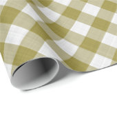Shabby Chic White Ochre Mustard Green Gingham Cadeaupapier (Rol Hoek)