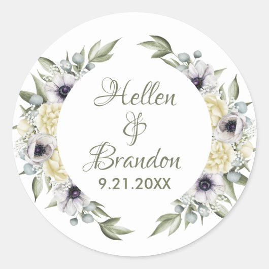 Shabby-chic White & Peach Flowers Wreater Ronde Sticker (Voorkant)