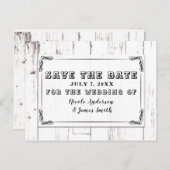 Shabby Chic White Wood Barn bewaar de datum Aankondigingskaart (Voorkant / Achterkant)