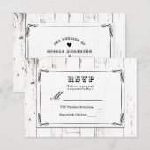  Shabby Chic White Wood Barn Wedding RSVP (Voorkant / Achterkant)