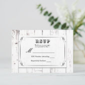  Shabby Chic White Wood Barn Wedding RSVP (Staand voorkant)