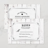  Shabby Chic White Wood Barn Wedding RSVP (Voorkant / Achterkant)