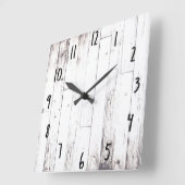 Shabby Chic White Wood Rustic Farmhouse Barn Vierkante Klok (Hoek)