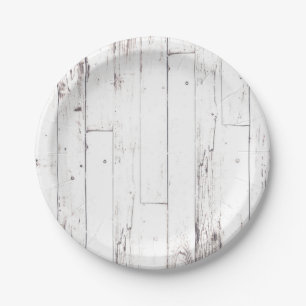 Shabby Chic White Wood Rustic Farmhouse Party Papieren Bordje