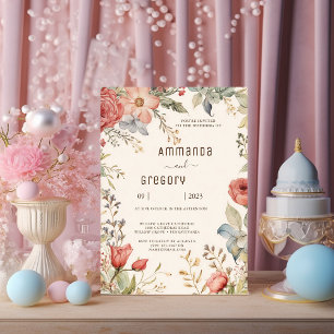 Shabby Chic Wildflower Bruiloft Kaart