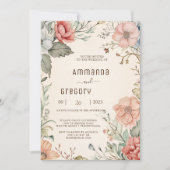 Shabby Chic Wildflower bruiloft uitnodiging (Voorkant)