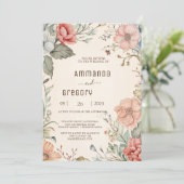 Shabby Chic Wildflower bruiloft uitnodiging (Staand voorkant)