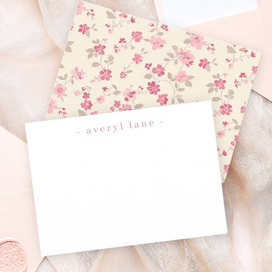 Shabby Chic Wildflower Gepersonaliseerde briefpapi Notitiekaartje
