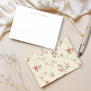 Shabby Chic Wildflower Gepersonaliseerde briefpapi Notitiekaartje
