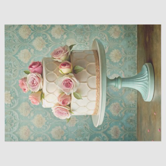  shabby chic witte bruidstaart blos rozen tissuepapier (Voorkant)