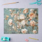 Shabby chic witte vlinder & blush rozen tissuepapier (Craft)